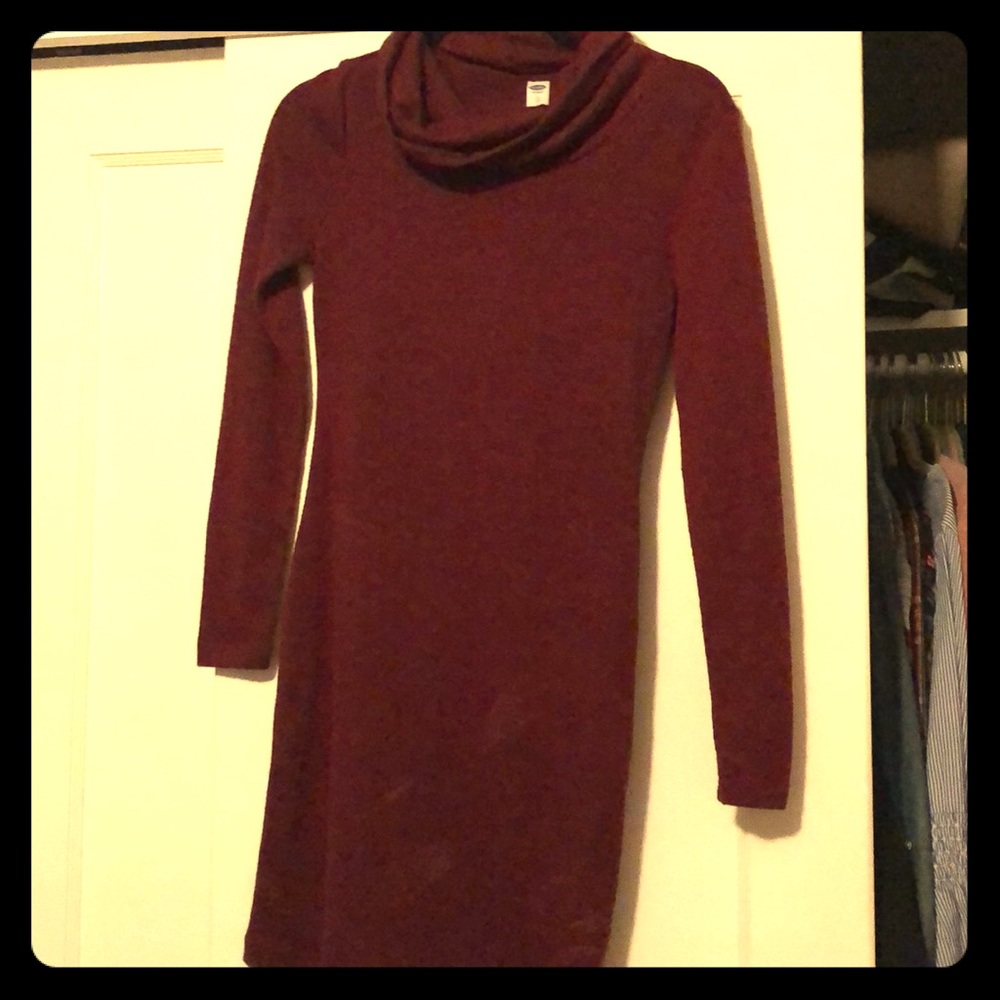 Burgundy form fitting sweater dress